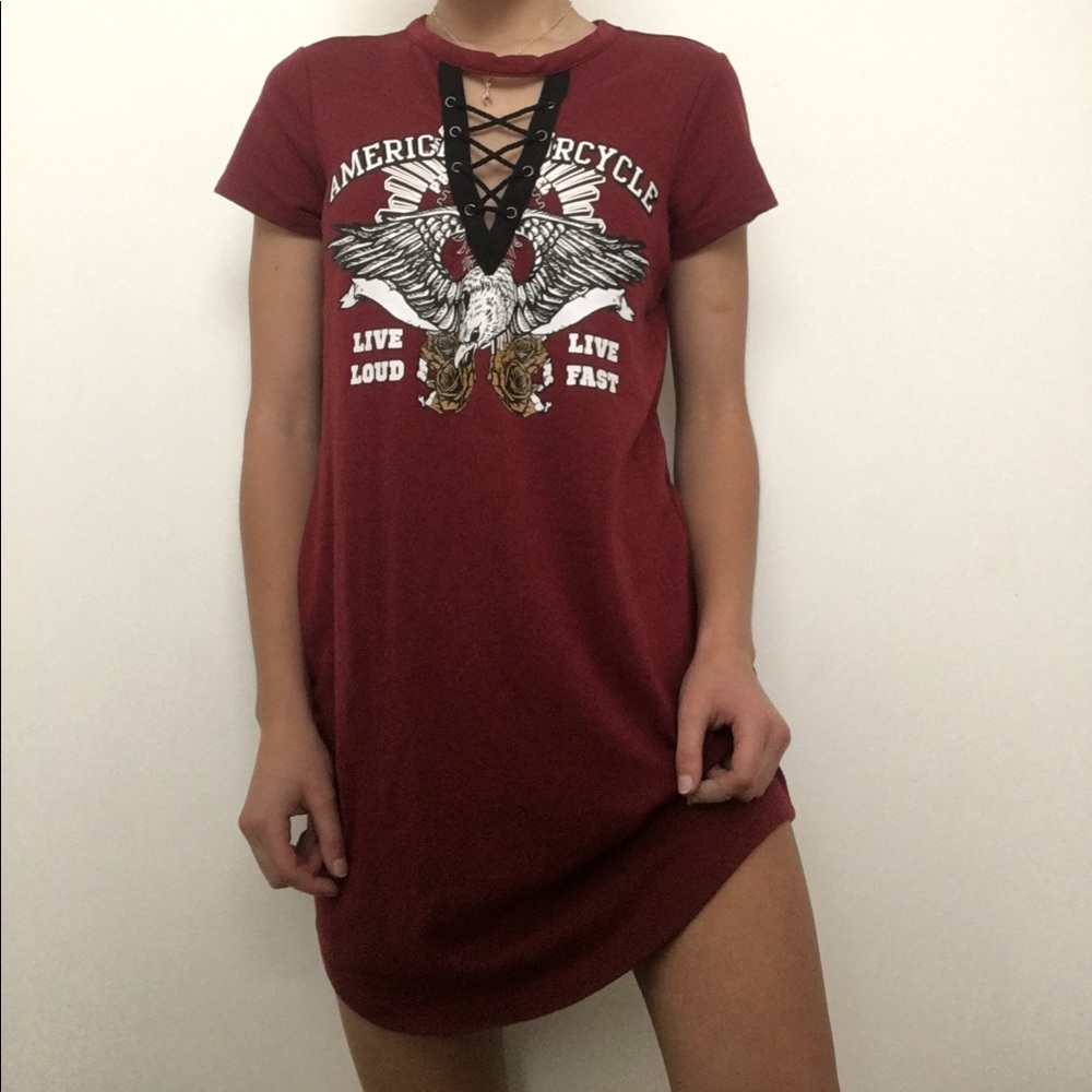 Maroon t-shirt dress